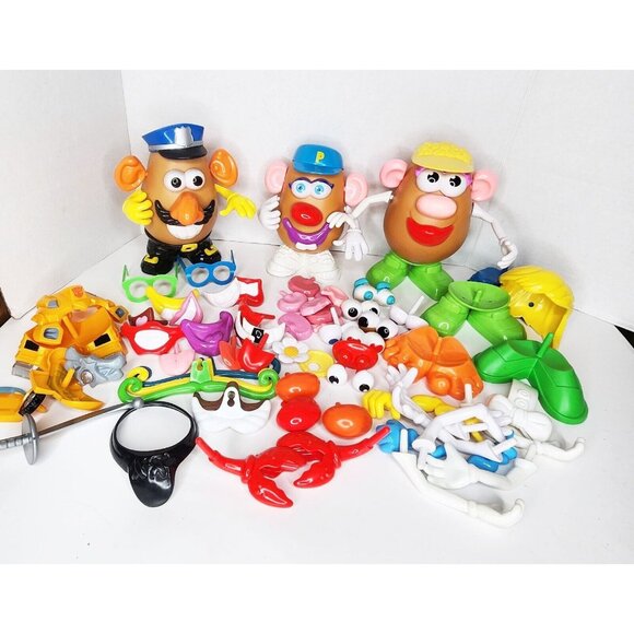 Lot of Mr and Mrs. Potato Head 94 Mixed Pieces Storage Parts Hasbro